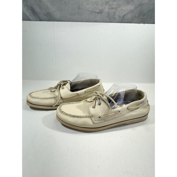 Sperry men's Shoes10M top sider beige leather boat shoes Authentic Original 2-ey - Picture 11 of 16
